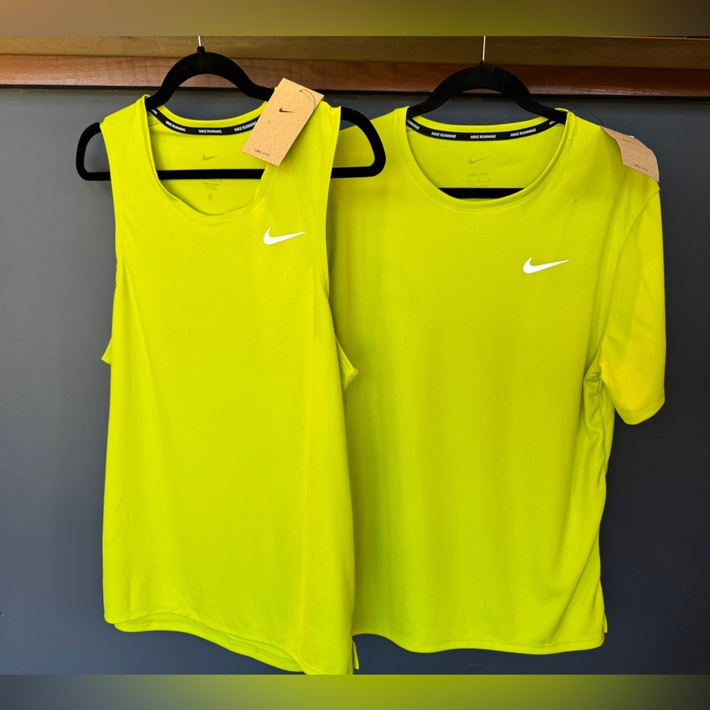 New Nike Running Tank & UV Shirt Dri-fit Green Miler Men's Size M